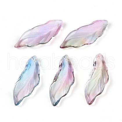 Baking Painted Transparent Glass Pendants DGLA-N014-02E-1