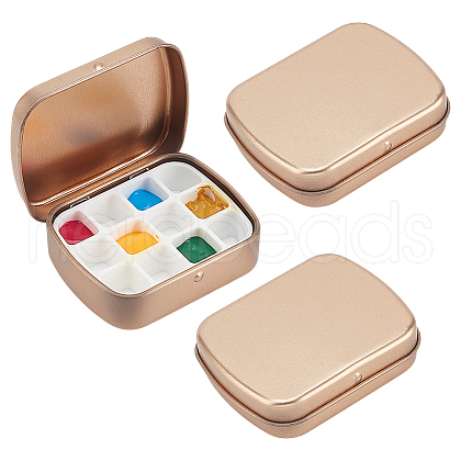   Rectangle Iron Tin Cans with 12-Grid Plastic Empty Watercolor Paint Pans CON-PH0003-12-1