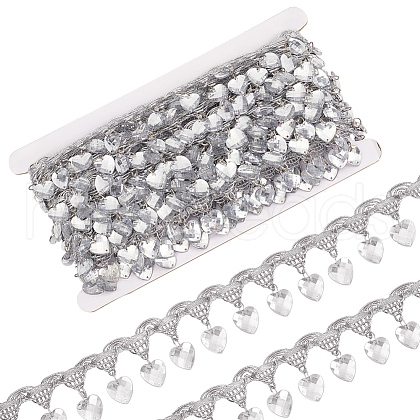 Polyester Lace Ribbon with Plastic Charms Tassel OCOR-WH0078-202A-02-1