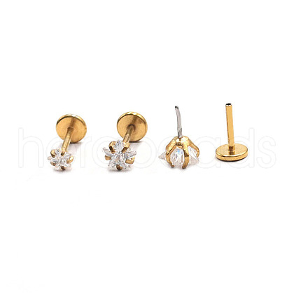 Stainless Steel Clear Cubic Zirconia Threadless Labret Stud WG18B1C-16-1