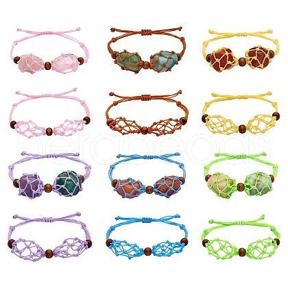 12Pcs Adjustable Braided Nylon Cord Macrame Pouch Bracelet Making AJEW-SW00010-05-1