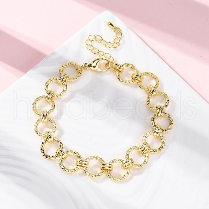 Brass Ring Chain Link  Bracelets for Women Men BJEW-K273-16G-1