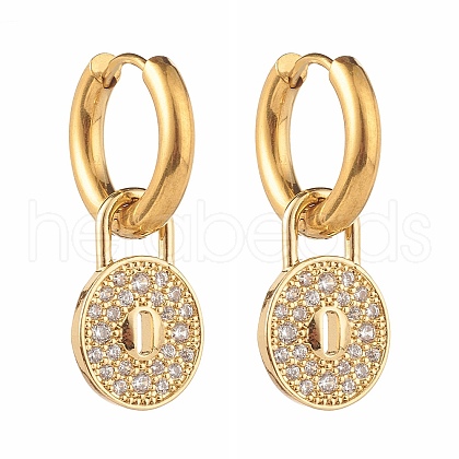 Padlock Brass Micro Pave Cubic Zirconia Dangle Earrings EJEW-JE04571-1