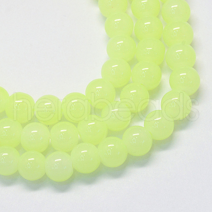 Baking Painted Imitation Jade Glass Round Bead Strands DGLA-Q021-8mm-21-1