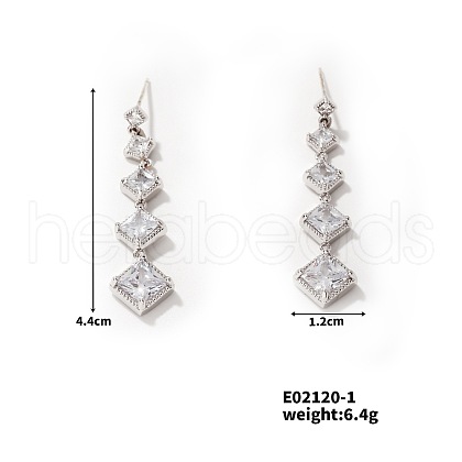 Geometric Cube Stud Earrings with Full Rhinestone Design TL4869-1-1