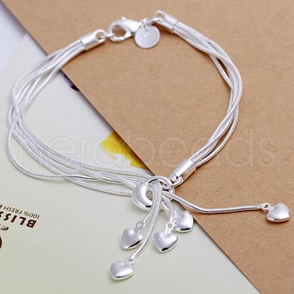 Latest Design Brass Heart Charm Bracelets For Women BJEW-BB12475-1