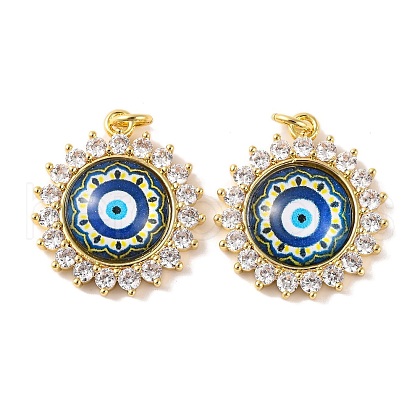 Rack Plating Brass Micro Pave Cubic Zirconia Pendants KK-H486-21G-04-1