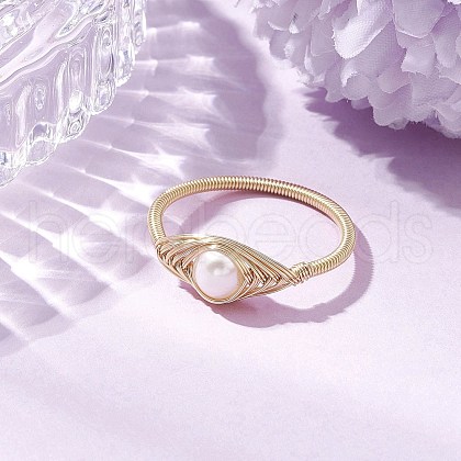 Mother's Day Jewellery Horse Eye Natural Pearl Finger Rings RJEW-JR00844-01-1