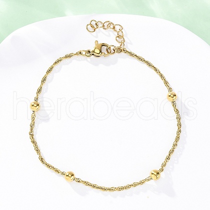 304 Stainless Steel Rope Chain Bracelets for Women BJEW-C094-04G-1