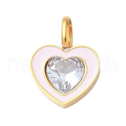 304 Stainless Steel Micro Pave Cubic Zirconia Pendants STAS-D364-03G-1