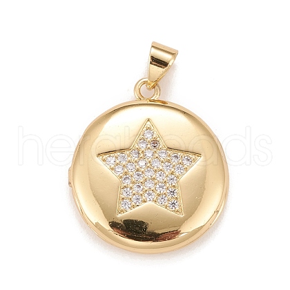 Brass Micro Pave Cubic Zirconia Locket Pendants KK-A161-43B-G-1