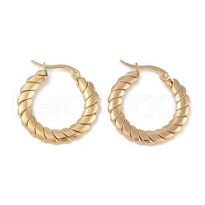 PVD Vacuum Plating 201 Stainless Steel Textured Hoop Earrings EJEW-I309-53B-G-1