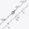 304 Stainless Steel Leaf Charm Necklaces NJEW-G336-08P-2