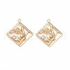 Brass Micro Pave Clear Cubic Zirconia Pendants KK-S356-748-1
