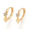 Brass Micro Pave Cubic Zirconia Hoop Earring Finding KK-N261-46G-1