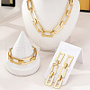 Rectangle Alloy Link Chain Necklaces & Bracelets & Stud Dangle Earrings Sets FS-WG74F2B-01-5
