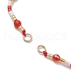 4mm Faceted Round Dyed Natural Agate Beads & Handmade Seed Beads Braided Bracelet Making AJEW-MZ00003-01-2
