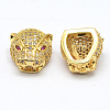 CZ Brass Micro Pave AAA Cubic Zirconia 3D Leopard Head Beads ZIRC-L012-09G-NR-1