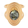 Oval Natural African Turquoise(Jasper) Finger Rings RJEW-Z057-14G-06-2