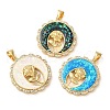 Rack Plating Brass Micro Pave Clear Cubic Zirconia Pendants KK-P268-10B-G-1