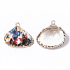 Electroplate Printed Natural Scallop Shell Pendants SSHEL-R047-04-A04-3