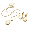 304 Stainless Steel Enamel & Rhinestone Pendant Necklaces & Hoop Earring Set for Women SJEW-C007-02G-02-4