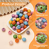 Fashewelry 80Pcs 8 Colors Printed Natural Wood Beads WOOD-FW0001-11-4