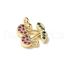 Brass Pave Green and Orchid Cubic Zirconia Cherry Connector Charms KK-I276-47B-G-2