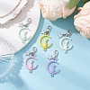 Spray Painted Alloy Moon with Cat Pendant Decoration HJEW-JM03198-1
