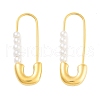 Ion Plating(IP) 304 Stainless Steel & Plastic Imitation Pearl Safety Pin Hoop Earrings for Women EJEW-C096-05G-1
