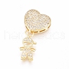 Brass Micro Pave Clear Cubic Zirconia Pendants ZIRC-L093-03G-1