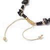 Natural Obsidian Chips & Handmade Seed Beads Braided Bracelet Making AJEW-MZ00004-07-3