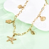 Summer Beach 304 Stainless Steel Starfish Shell Shaped Bib Necklaces NJEW-R026-17G-3