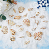 SUPERFINDINGS 24Pcs 12 Styles Electroplate Shell Pendants SHEL-FH0001-24-4