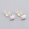 Brass Enamel Stud Earrings EJEW-L231-67D-1
