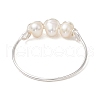 Mother's Day Jewellery Round Natural Cultured Freshwater Pearl Finger Rings RJEW-JR00851-02-4