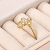 304 Stainless Steel Crystal Rhinestone Cuff Rings for Women RJEW-G338-03G-2