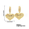 French Style Heart Brass Clear Cubic Zirconia Hoop Earrings OS1413-2-3