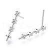 925 Sterling Silver Stud Earring Findings Micro Pave Cubic Zirconia STER-T007-19P-1