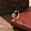 304 Stainless Steel Rhinestone Open Cuff Ring for Women RJEW-F169-01G-07-1