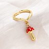 Brass Enamel Open Cuff Rings for Women RJEW-U057-25G-1