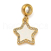 Ion Plating(IP) 304 Stainless Steel Pave Crystal Rhinestone European Dangle Charms X-STAS-U005-45G-02-1