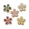 Brass Pave Cubic Zirconia 5-Petal Flower Multi-Strand Links KK-I276-30G-1