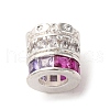 Brass Micro Pave Cubic Zirconia Beads KK-D378-22S-1