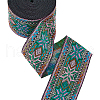 Ethnic Style Polyester Jacquard Flower Ribbons SRIB-WH0011-263A-1