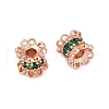 Brass Micro Pave Cubic Zirconia Beads KK-H202-14RG-2