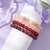 4Pcs Constellation 8mm Round Natural Rhodonite & Rose Quartz & Dyed Jade & Carnelian Beaded Stretch Bracelets for Women BJEW-JB10642-3