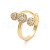 Brass Micro Pave Clear Cubic Zirconia Open Cuff Ring for Women RJEW-Z055-04G-01-1