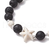 2Pcs Synthetic Turquoise and Natural Lava Rock Beads Stretch Bracelets for Men Women BJEW-JB11824-6