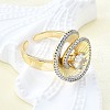 Brass Micro Pave Clear Cubic Zirconia Cuff Rings for Women RJEW-G347-05G-3